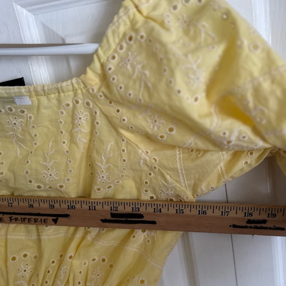 Yellow Eyelet Off-Shoulder Top - Picture 7 of 9